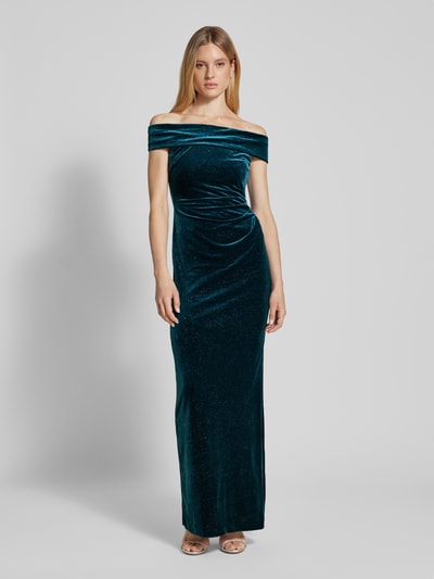 Peek & Cloppenburg Christian Berg CocktailOff-Shoulder-Kleid Mit Seitlicher Raffung In Dunkelgruen Melange