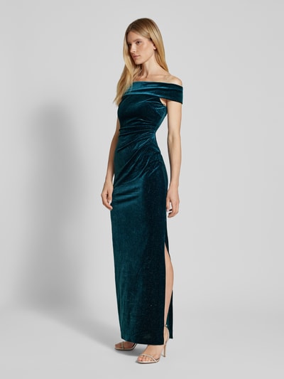 Peek & Cloppenburg Christian Berg CocktailOff-Shoulder-Kleid mit seitlicher Raffung in dunkelgruen melange