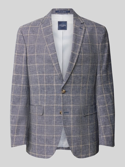 Peek & Cloppenburg Christian Berg Men2-Knopf-Sakko Aus Leinen-Mix Mit Gitterkaro In Blau
