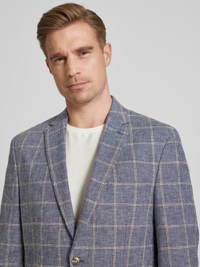 Peek & Cloppenburg Christian Berg Men2-Knopf-Sakko Aus Leinen-Mix Mit Gitterkaro In Blau