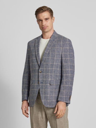 Peek & Cloppenburg Christian Berg Men2-Knopf-Sakko Aus Leinen-Mix Mit Gitterkaro In Blau