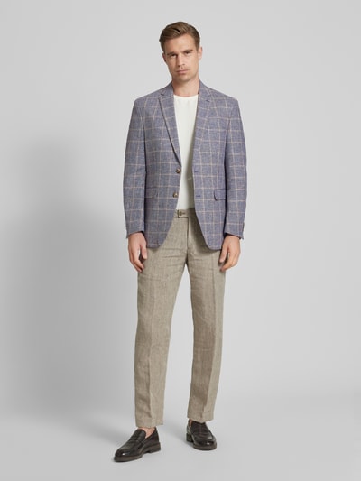 Peek & Cloppenburg Christian Berg Men2-Knopf-Sakko aus Leinen-Mix mit Gitterkaro in blau