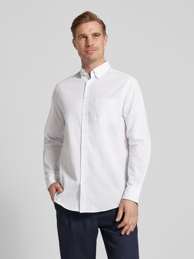 Peek & Cloppenburg Christian Berg MenFreizeithemd Mit Button-Down-Kragen Und Streifenmuster In Weiss