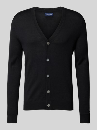 Peek & Cloppenburg Christian Berg MenSlim Fit Cardigan Aus Woll-Mix Mit V-Ausschnitt In Black