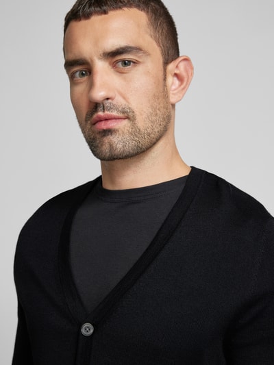 Peek & Cloppenburg Christian Berg MenSlim Fit Cardigan Aus Woll-Mix Mit V-Ausschnitt In Black