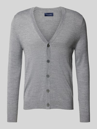 Peek & Cloppenburg Christian Berg MenSlim Fit Cardigan Aus Woll-Mix Mit V-Ausschnitt In Hellgrau Melange