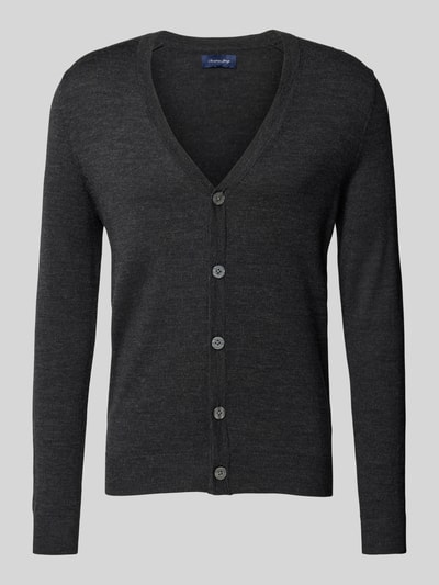 Peek & Cloppenburg Christian Berg MenSlim Fit Cardigan Aus Woll-Mix Mit V-Ausschnitt In Anthrazit Melange