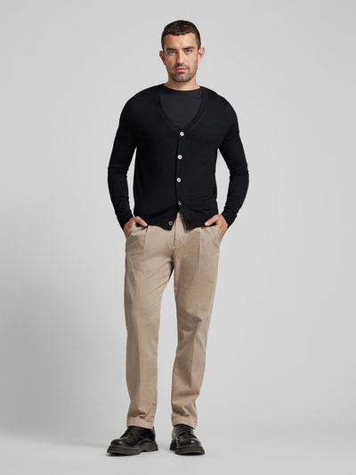 Peek & Cloppenburg Christian Berg MenSlim Fit Cardigan aus Woll-Mix mit V-Ausschnitt in black