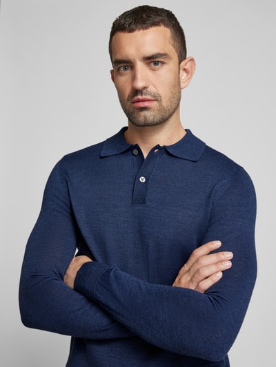 Peek & Cloppenburg Christian Berg MenSlim Fit Strickpullover Mit Polokragen In Dunkelblau Melange