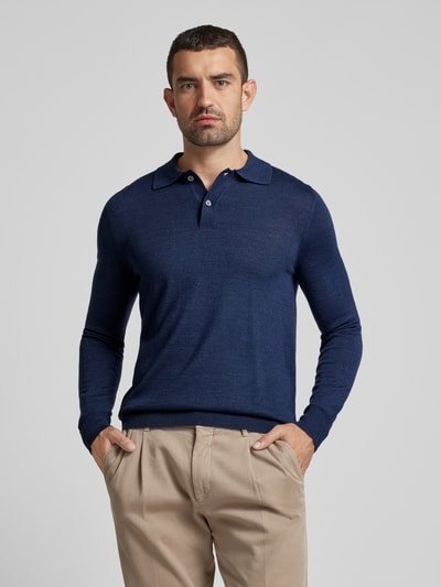 Peek & Cloppenburg Christian Berg MenSlim Fit Strickpullover Mit Polokragen In Dunkelblau Melange