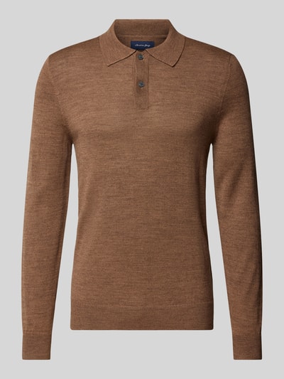 Peek & Cloppenburg Christian Berg MenSlim Fit Strickpullover Mit Polokragen In Mittelbraun Mel
