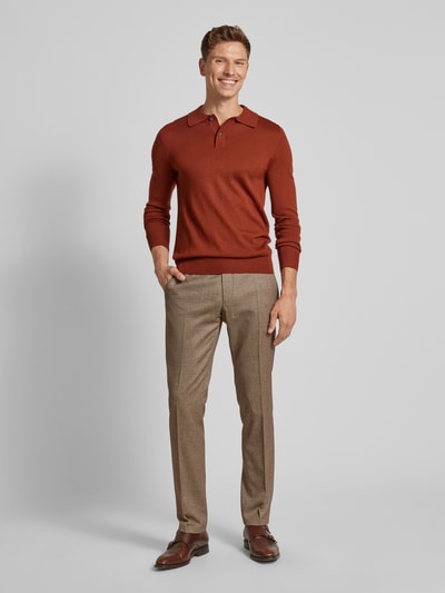Peek & Cloppenburg Christian Berg MenSlim Fit Strickpullover mit Polokragen in terra