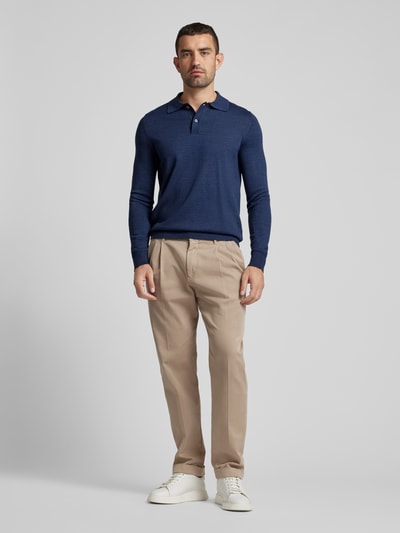 Peek & Cloppenburg Christian Berg MenSlim Fit Strickpullover mit Polokragen in dunkelblau melange