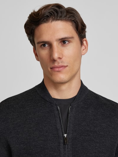 Peek & Cloppenburg Christian Berg MenStrickjacke Mit Zweiwege-Reißverschluss In Anthrazit Melange