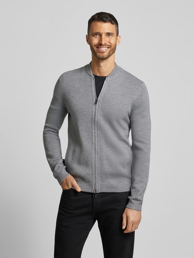 Peek & Cloppenburg Christian Berg MenStrickjacke Mit Zweiwege-Reißverschluss In Hellgrau Melange