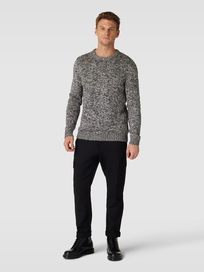 Peek & Cloppenburg Christian Berg MenStrickpullover mit gerippten Abschlüssen in anthrazit