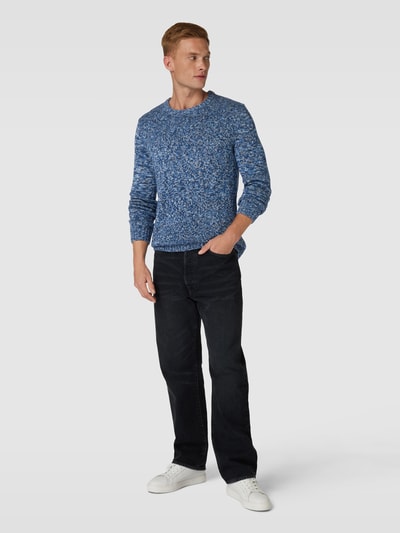Peek & Cloppenburg Christian Berg MenStrickpullover mit gerippten Abschlüssen in marine