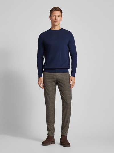 Peek & Cloppenburg Christian Berg MenStrickpullover mit gerippten Abschlüssen in marine