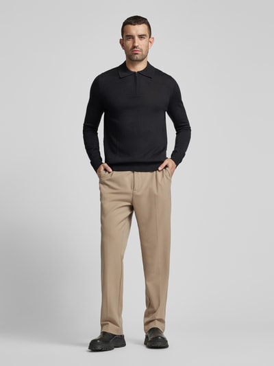 Peek & Cloppenburg Christian Berg MenStrickpullover Mit Kurzem Reißverschluss In Black