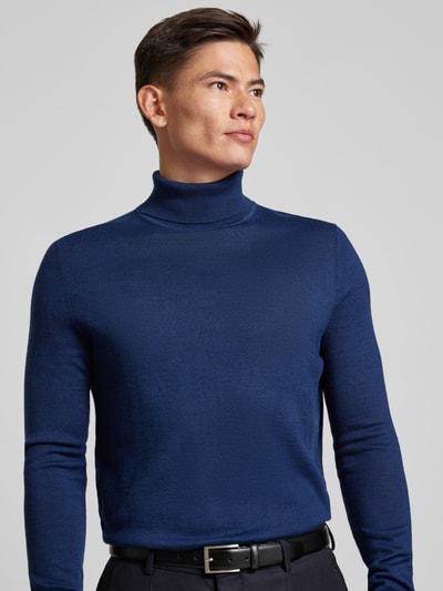 Peek & Cloppenburg Christian Berg MenStrickpullover Mit Rollkragen In Dunkelblau Melange