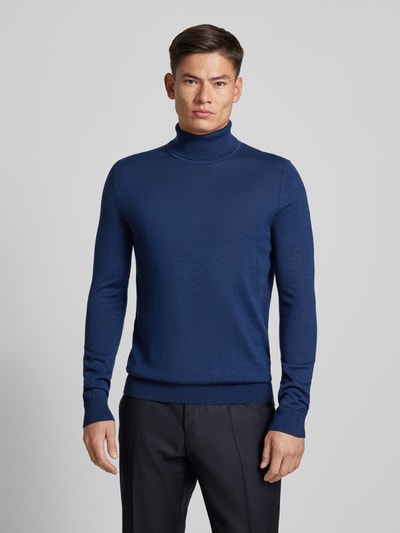 Peek & Cloppenburg Christian Berg MenStrickpullover Mit Rollkragen In Dunkelblau Melange