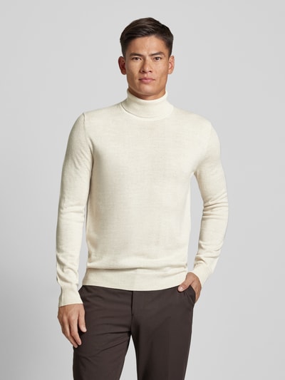 Peek & Cloppenburg Christian Berg MenStrickpullover Mit Rollkragen In Ecru Melange
