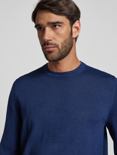 Peek & Cloppenburg Christian Berg MenStrickpullover Mit Rundhalsausschnitt In Dunkelblau Melange