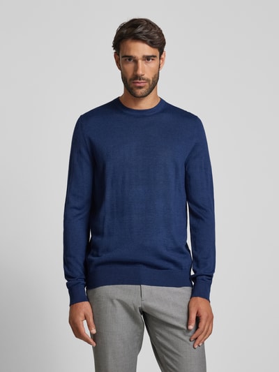 Peek & Cloppenburg Christian Berg MenStrickpullover Mit Rundhalsausschnitt In Dunkelblau Melange