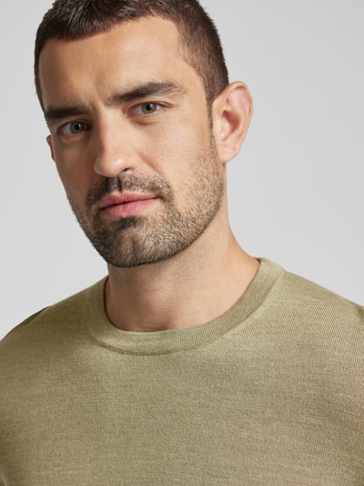 Peek & Cloppenburg Christian Berg MenStrickpullover Mit Rundhalsausschnitt In Oliv Melange