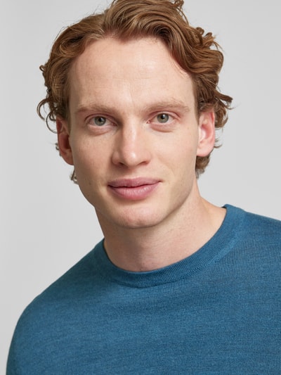 Peek & Cloppenburg Christian Berg MenStrickpullover Mit Rundhalsausschnitt In Petrol Melange