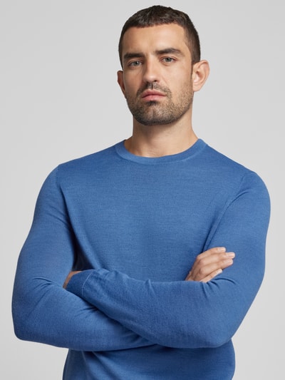 Peek & Cloppenburg Christian Berg MenStrickpullover Mit Rundhalsausschnitt In Jeansblau Melange
