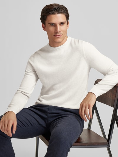 Peek & Cloppenburg Christian Berg MenStrickpullover Mit Rundhalsausschnitt In Ecru Melange