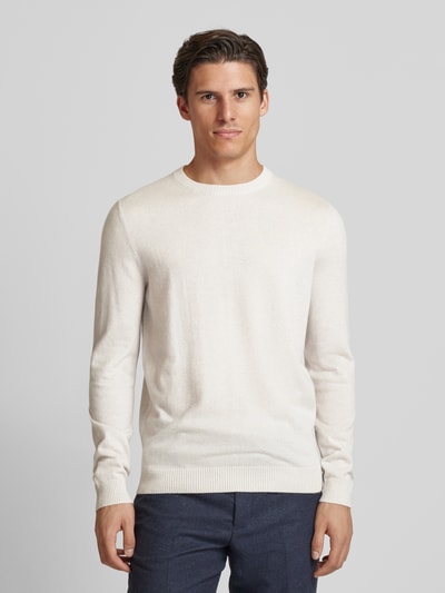 Peek & Cloppenburg Christian Berg MenStrickpullover Mit Rundhalsausschnitt In Ecru Melange