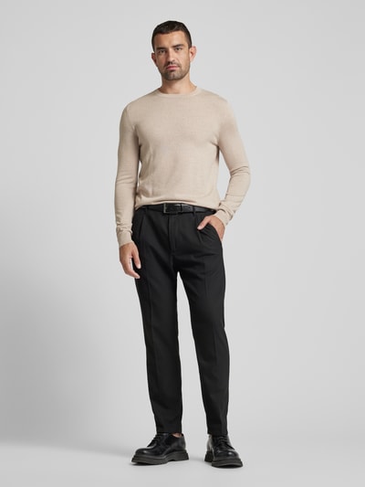 Peek & Cloppenburg Christian Berg MenStrickpullover Mit Rundhalsausschnitt In Sand Melange