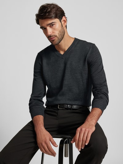 Peek & Cloppenburg Christian Berg MenStrickpullover Mit V-Ausschnitt In Anthrazit Melange