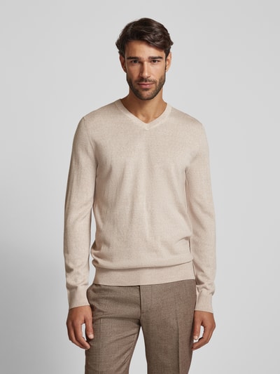 Peek & Cloppenburg Christian Berg MenStrickpullover Mit V-Ausschnitt In Sand Melange