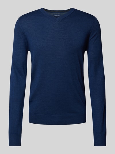 Peek & Cloppenburg Christian Berg MenStrickpullover Mit V-Ausschnitt In Dunkelblau Melange