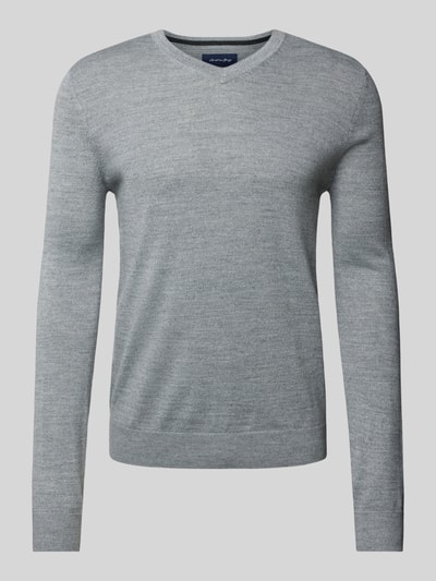 Peek & Cloppenburg Christian Berg MenStrickpullover Mit V-Ausschnitt In Hellgrau Melange