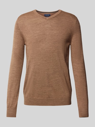 Peek & Cloppenburg Christian Berg MenStrickpullover Mit V-Ausschnitt In Mittelbraun Mel