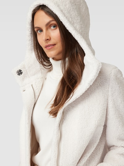 Peek & Cloppenburg Christian Berg Woman SelectionMantel In Teddyfell-Optik Mit Kapuze In Offwhite