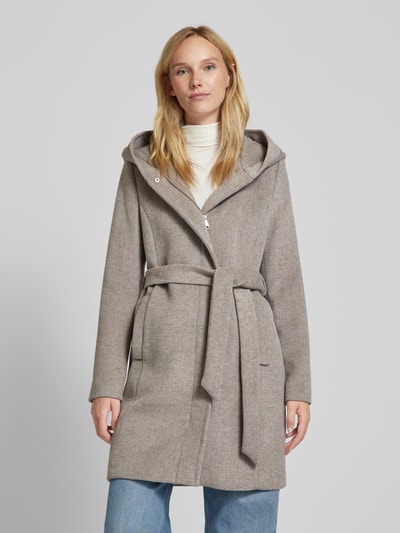 Peek & Cloppenburg Christian Berg Woman SelectionMantel Mit Kapuze In Taupe Melange