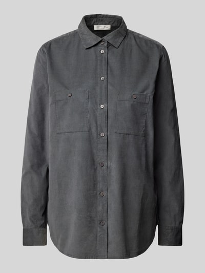 Peek & Cloppenburg Christian Berg WomanRegular Fit Cordbluse Mit Brusttaschen In Mittelgrau