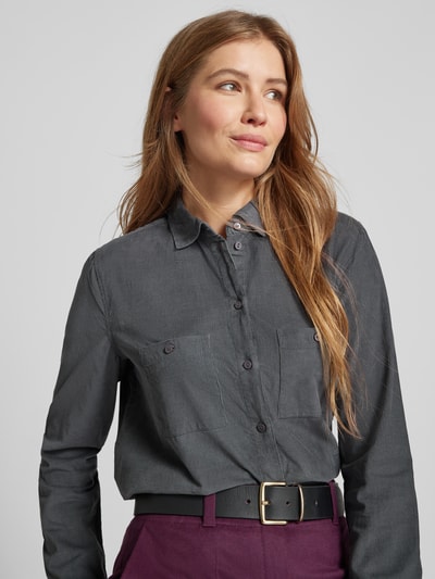Peek & Cloppenburg Christian Berg WomanRegular Fit Cordbluse Mit Brusttaschen In Mittelgrau