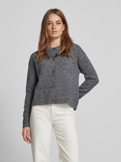 Peek & Cloppenburg Christian Berg WomanStrickjacke Aus Wolle Mit Rundhalsausschnitt In Anthrazit Melange