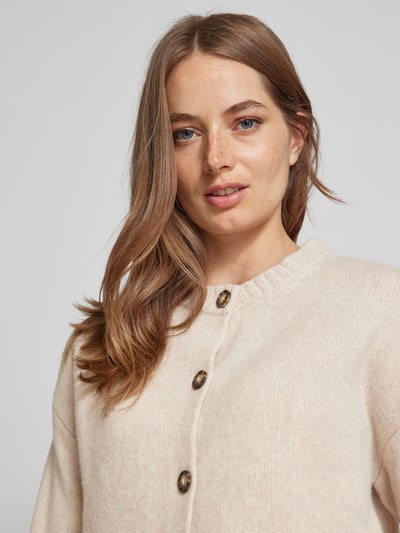 Peek & Cloppenburg Christian Berg WomanStrickjacke Aus Wolle Mit Rundhalsausschnitt In Beige Melange