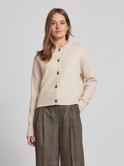 Peek & Cloppenburg Christian Berg WomanStrickjacke Aus Wolle Mit Rundhalsausschnitt In Beige Melange