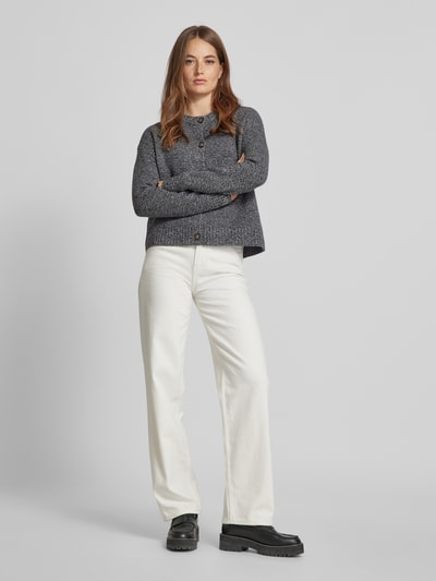 Peek & Cloppenburg Christian Berg WomanStrickjacke aus Wolle mit Rundhalsausschnitt in anthrazit melange