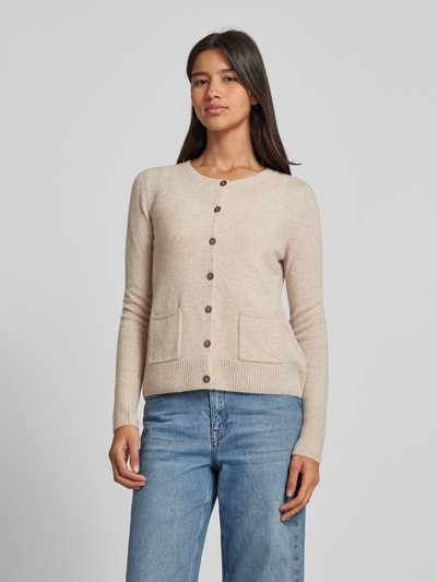 Peek & Cloppenburg Christian Berg WomanStrickjacke Mit Aufgesetzten Eingrifftaschen In Beige Melange