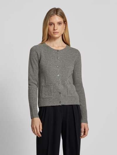 Peek & Cloppenburg Christian Berg WomanStrickjacke Mit Aufgesetzten Eingrifftaschen In Mittelgrau Melange