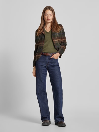 Peek & Cloppenburg Christian Berg WomanStrickpullover mit abgerundetem V-Ausschnitt in oliv melange